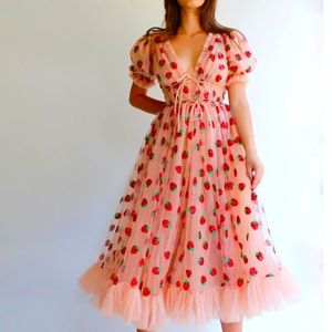 Lirika Matoshi Strawberry Sparkle Viral Tulle Dress